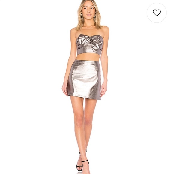 Lovers + Friends Dresses & Skirts - Lovers + Friends Back To Basics Mini Skirt Silver Metallic